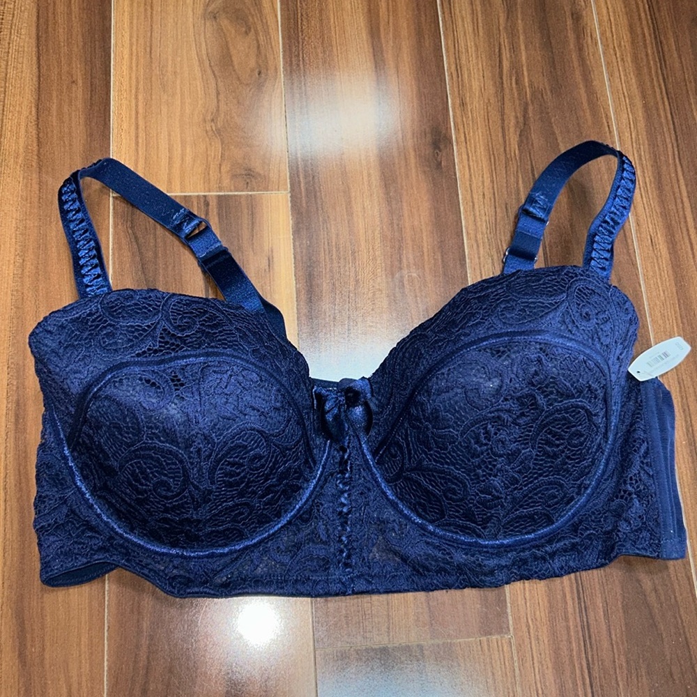 42DD Adore me lightly lined blue balconet bra longline
